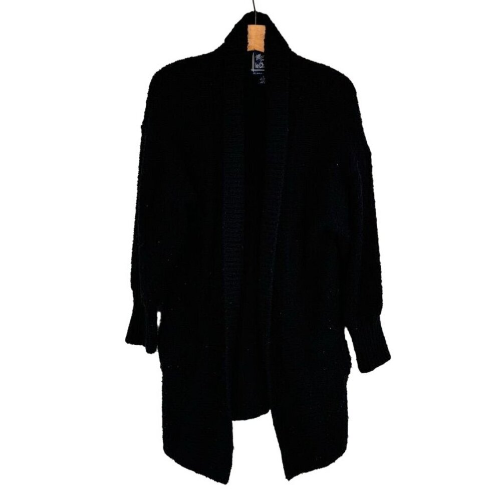 Monte Por Le Chois Womens Open Cardigan Sweater Black Size Small vintage chunky